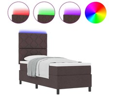 Kiemas lova su LED juostelėmis Tamsiai ruda 80 x 200 cm audinys