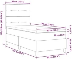 Kiemas lova su čiužiniu Tamsiai rudas 90 x 190 cm audinys