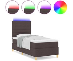 LED Čiužinio Lova Tamsiai rudas 90 x 190 cm audinys