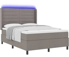 LED Čiužinio Lova su čiužiniu Taupe 140 x 200 cm audinys