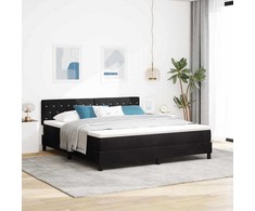 LED Čiužinio Lova su čiužiniu su LED Juoda 180 x 200 cm Aksomas