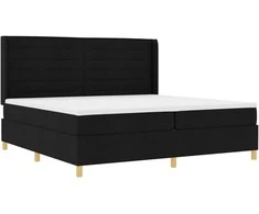 Kiemas lova su čiužiniu Juoda 200 x 200 cm audinys