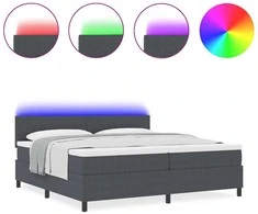 LED Čiužinio Lova Tamsiai pilka ir balta 200 x 200 cm