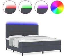 LED Čiužinio Lova Tamsiai pilka ir balta 200 x 200 cm