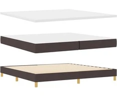 Kiemas lova su čiužiniu Tamsiai rudas 200 x 200 cm audinys