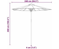 Sodo skėtis Ø 240 x 260 cm Bambukas Apvali Kreminė balta