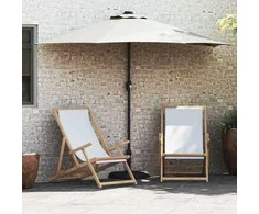Sodo skėtis Smėlio 294 x 150 x 224 cm Poliesteris ir plienas