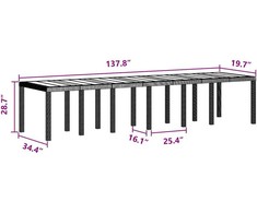 Sodo stalas Antracitas 350 x 100 x 74 cm poliratanas