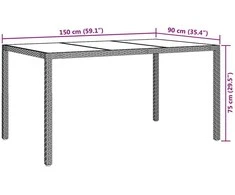 Sodo stalas Balta 150 x 90 x 75 cm poliratanas