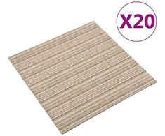 Kilimas 20 pcs Juostuota smėlio spalvos 50 x 50 cm