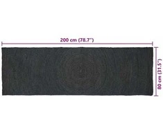 Zoninės kiliminės dangos Tamsiai pilka 80 x 200 cm Džiutas