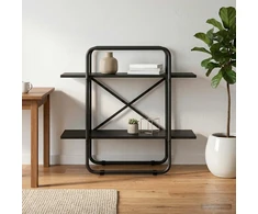 Knygų lentyna 2 aukštų 80 x 35 x 70 cm PB Juodojo ąžuolo