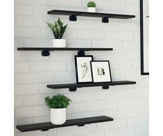 Knygų lentyna 4 pcs Juodas 60 x 10 x 1,5 cm Apdirbta mediena