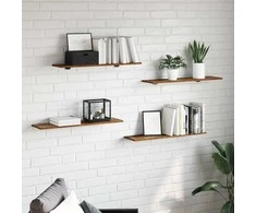 Knygų lentyna 4 pcs Ruda 80 x 20 x 1,5 cm Apdirbta mediena