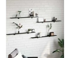 Knygų lentyna 4 pcs Juodas 100 x 10 x 1,5 cm Apdirbta mediena