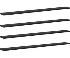 Knygų lentyna 4 pcs Juodas 100 x 10 x 1,5 cm Apdirbta mediena