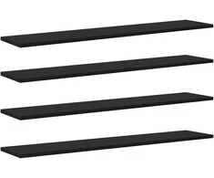 Knygų lentyna 4 pcs Juodas 100 x 20 x 1,5 cm Apdirbta mediena