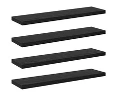 Knygų lentyna 4 pcs Juodas 40 x 10 x 1,5 cm Apdirbta mediena