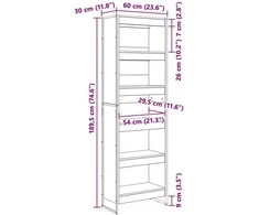 Knygų spinta 60 x 30 x 189,5 cm Apdirbta mediena