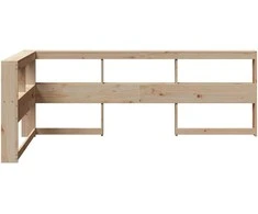 knygų spinta L formos 80 cm pušies medienos masyvas