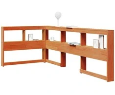 knygų spinta L formos vaško rudos 80 cm pušies medienos masyvas
