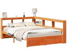 Knygų spinta lova su galvūgalio 2 pcs Vaško ruda 200 x 150 cm