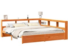 Knygų spinta lova su galvūgalio 2 pcs Vaško ruda 200 x 200 cm