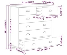 Komoda ASKIM Balta 91 x 40 x 95,5 cm Kietos pušies mediena