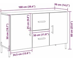 Kabalas Juodas ąžuolas 100 x 36 x 60 cm Apdirbta mediena