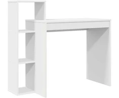 Stalas su lentyna Balta 100 x 40 x 90 cm Apdirbta mediena