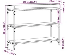 Konsolinis stalas artisano ąžuolo 100 x 30 x 80 cm