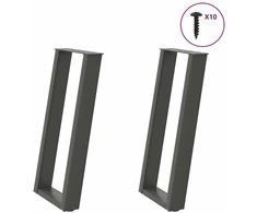 Konsolinio stalo kojelės, U formos, 2 vnt., antracito spalvos, 28x(72-73) cm, plienas