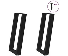 Konsolinio staliuko kojelės, U formos, 2 vnt., juodos, 38x(72-73) cm, plienas