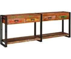 Konsoliniai staliukai su stalčių 2 pcs Kietas atkurtas medis