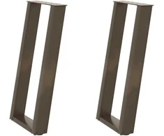 Konsolinio stalo kojelės, U formos, 2 vnt., natūralus plienas, 38x(72-73) cm, plienas