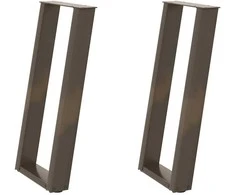 Konsolinio stalo kojelės, U formos, 2 vnt., natūralus plienas, 28x(72-73) cm, plienas