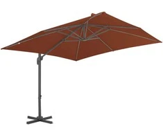 Gembinis sodo skėtis su aliuminio stulpu, terakota, 400x300cm