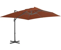 Gembinis sodo skėtis su aliuminio stulpu, terakota, 400x300cm