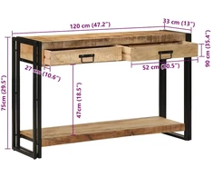 Konsolinis stalas Ruda 120 x 33 x 75 cm Kietas mango medis