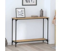 Konsolinis stalas su lentyna artisano ąžuolo 101 x 30.5 x 75 cm