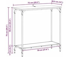 Konsolinis stalas artisano ąžuolo 75 x 30.5 x 75 cm