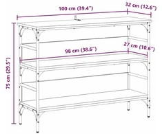 Konsolinis stalas juoda ąžuolo 100 x 32 x 75 cm
