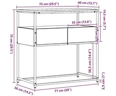 Konsolinis stalas Amatininkų ąžuolas 75 x 40 x 75 cm