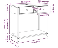 Konsolinis stalas Senovinis medis 75 x 34,5 x 75 cm