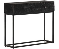 Konsolinis staliukas, juodas, 90x30x76cm, mango ir geležis