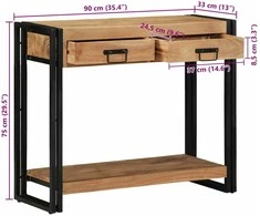 Konsolinis stalas Ruda 90 x 33 x 75 cm Kietos akacijos mediena
