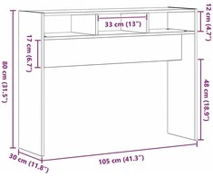 Konsolinis stalas juoda ąžuolo 105 x 30 x 80 cm