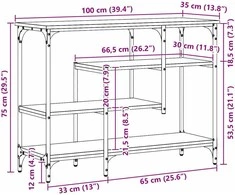 Konsolinis stalas su lentyna Sena mediena 100 x 35 x 75 cm