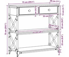 Konsolės stalas su stalčių Sena mediena 75 x 28 x 75 cm