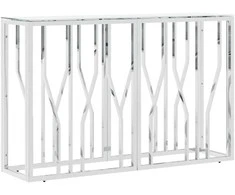 Konsolinis staliukas, sidabrinis, 110x30x70cm, plienas/stiklas